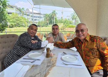 Hotman Paris dan Ketua Umum PWI Salam Komando di Hadapan Dasco