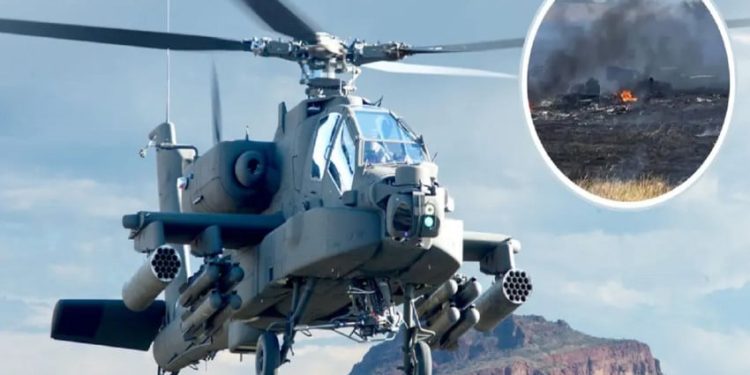 Helikopter Apache Angkatan Darat Jatuh dan Meledak, 2 Tentara Tewas