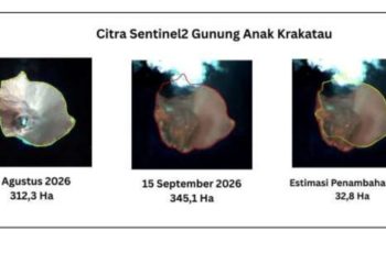 Luas Gunung Anak Krakatau Meningkat 32,8 Hektare Setelah Erupsi